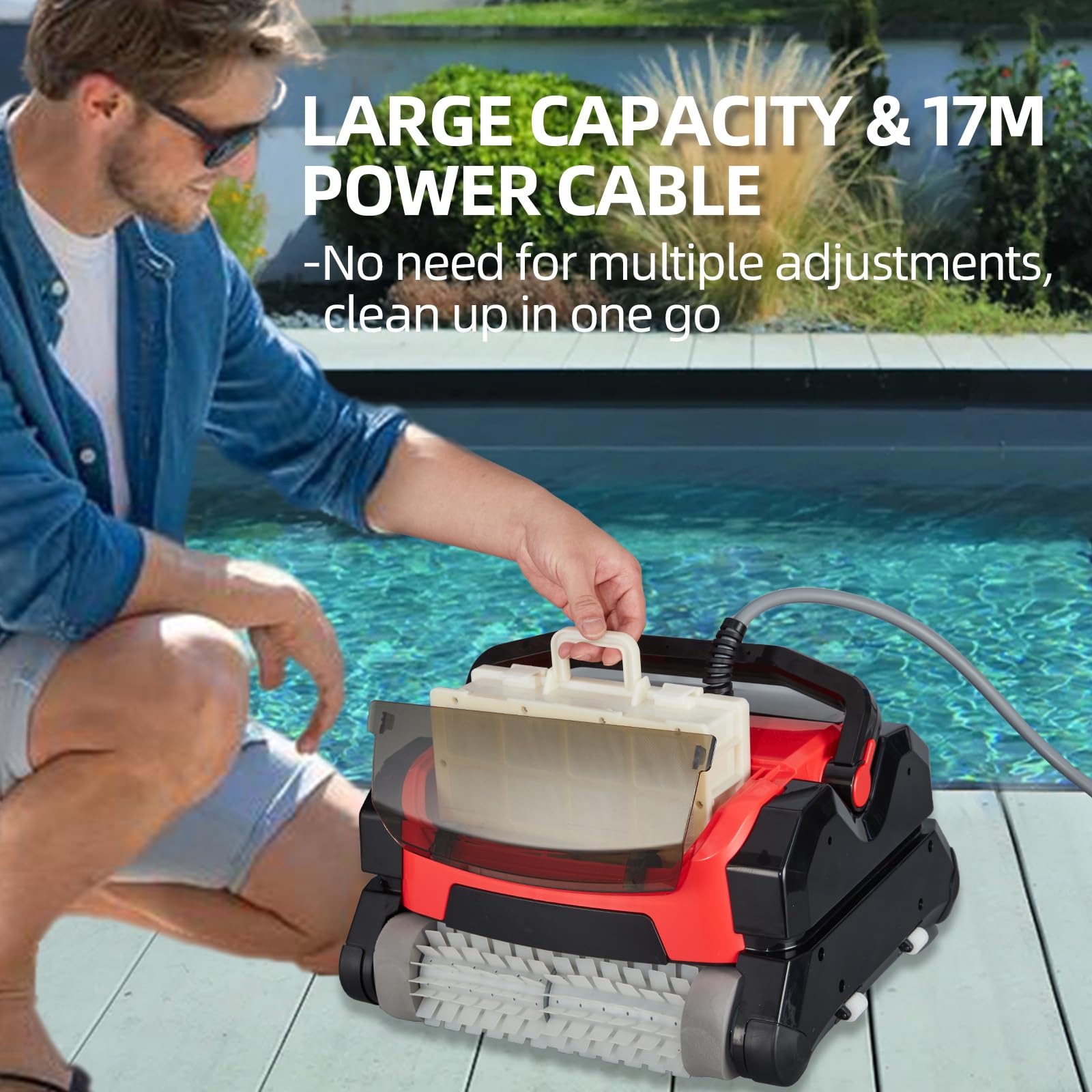 Robotic Pool Vacuum Cleaner 130W, Waterliner Clean, Wall Climbing Capability, w/Top Load Filters for Above/In-Ground Pools Up to 30FT in Length
