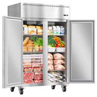 Garvee 48" W Commercial Refrigerator 33-41°F,Reach-in 36 Cu.ft 2 Door Stainless Steel Commercial Refrigerator Fan Cooling,6 Adjustable Shelves, Auto Defrost, for Restaurant,Bar,Kitchen,Shop
