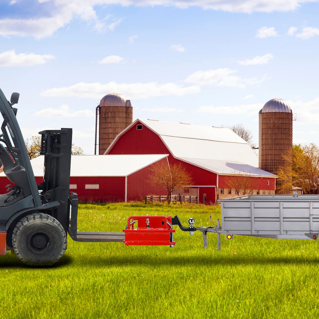 Garvee 2-Inch Forklift Trailer Hitch Receiver, 7000 lbs Capacity, Dual-Pallet Forks Compatible, Red