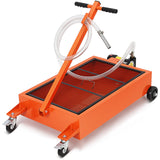 Garvee Oil Drain Pan, 15 Gallon Low Profile Oil Drain Pan with Electric Pump,57L Oil Change Pan with 8ft Hose & Folding Handle, Rolling Oil Drain Cart for Car, SUV, Trucks Oil Draining - Orange-Electric