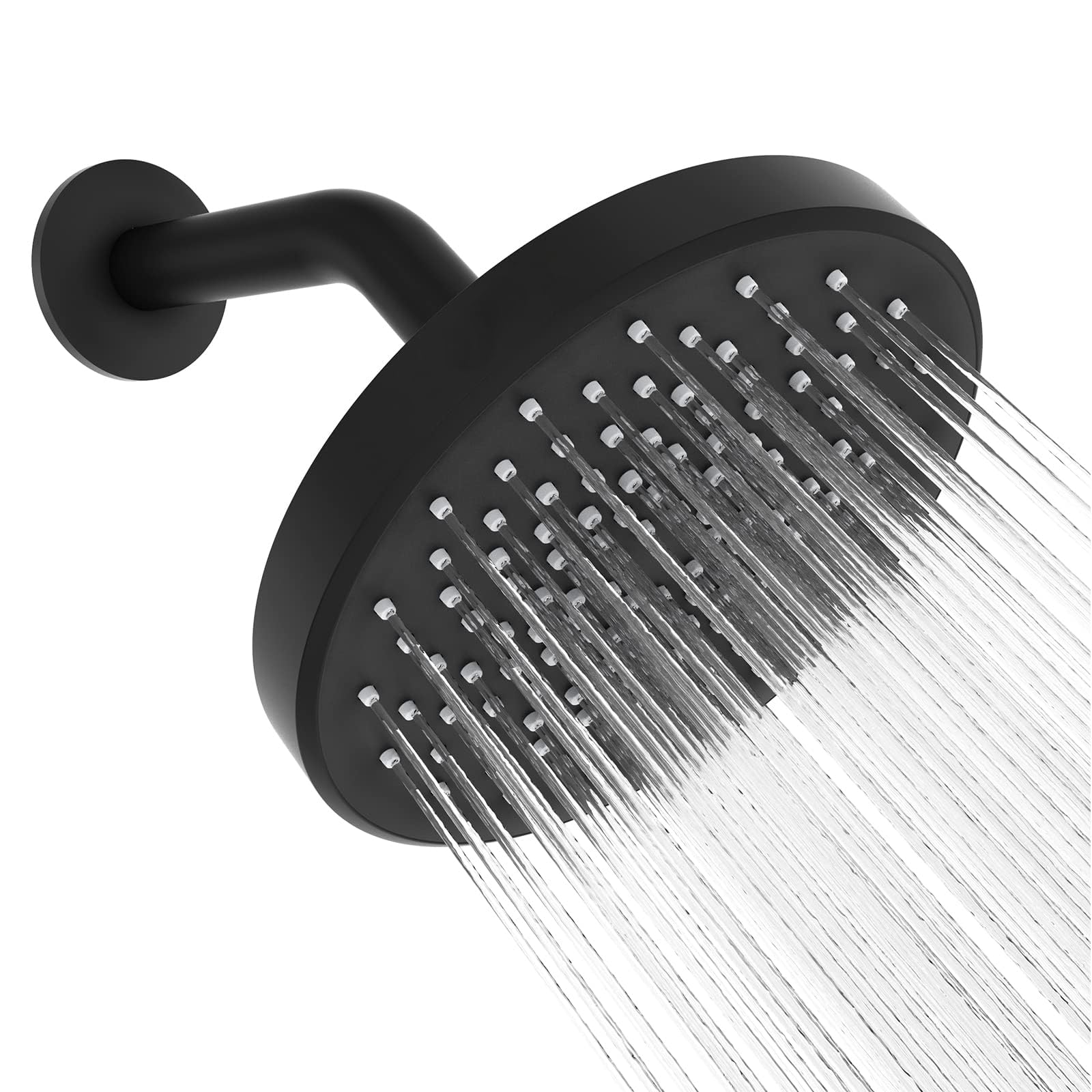 Shower Head High Pressure Rain Shower Heads with 360°Adjustable Angles, Anti-Clogging Silicone Nozzles, Luxury Bathroom Showerheads Waterfall Showerhead(Chrome, 6 Inch Round,2.5 GPM)