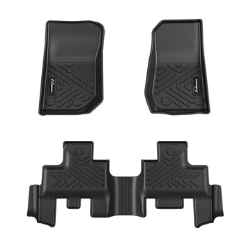 Garvee Floor Mats Fits 2014-2018 Jeep Wrangler JK Unlimited JKU 4 Door Anti Skid Floor Liners Black, All Weather TPE Floor Liners