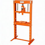 Garvee 12 Ton H-Frame Hydraulic Shop Press, Garage Floor Press with Adjustable Height (3.54" to 24.8"), Stamping Plates, Built-In Relief Valve for Bending, Straightening, Bearings, and U-Joints, Orange - Orange