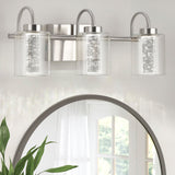 Garvee Bathroom Light Fixtures, 3 Light Brushed Nickel Vanity Lights Crystal Bubble Glass Dimmable 3 Color Temperatures Modern Bathroom Wall Sconce for Bathroom Hallway Kitchen Bedroom Living Room - Nickel