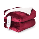 Garvee Electric Blanket Twin Size 62" x 84", Soft Thickened Flannel to Sherpa Heated Blanket with 5 Heating Levels & 4 Hours Auto Off, ETL Certified Fast Heating Electric Blanket Twin, Red - red