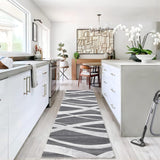 Garvee Runner Rug 2x6 Washable Rug Runner Modern Abstract Entryway Runners Soft Non Slip Hallway Runners Wave Print Low Pile Non-Shed Foldable Mat for Bedroom Bedside Kitchen Laundry Dark Grey - Dark Gray