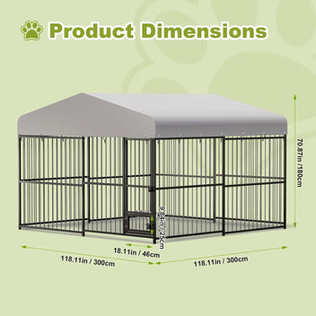 Garvee Large Outdoor Dog Kennel, Heavy Duty Dog Cage with Roof, Dog Kennel Galvanized Iron Dog House with Safety Locks, UV & Water Resistant Proof Cover, for Garden Backyard(10x10x6ft)