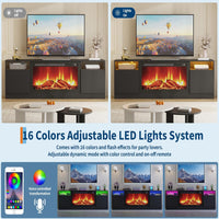 Garvee Modern Entertainment Center with Storage Cabinet Up to 75"TV, Modern TV Stand for Living Room, Black (Not Include Fireplace)