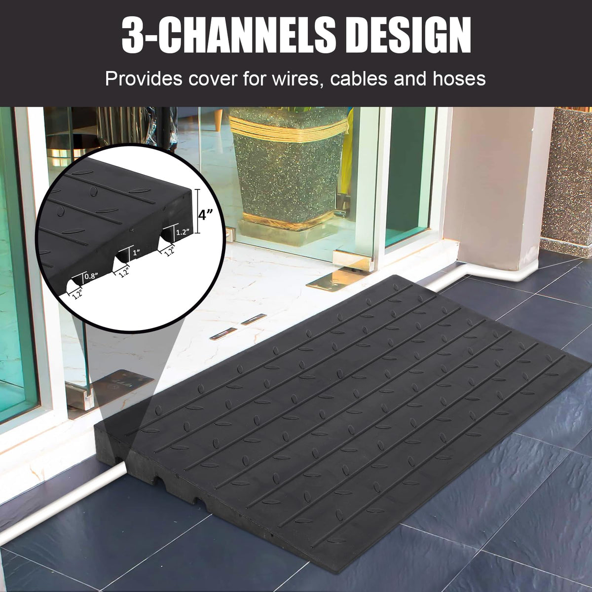 GARVEE rubber curb ramp 3 channel design for wires cables and hoses