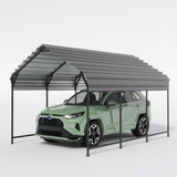Garvee 10'x16' Galvanized Steel Carport with 1700LB Snow Load & Reinforced Frame for Trucks Boats All-Weather Shelter Grey