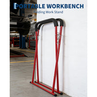 Garvee 36"x31"x41" Portable Workbench - Folding Heavy-Duty Automotive Fender Bumper Stand with Adjustable Padded Support, Powder-Coated Black, 2 Pack