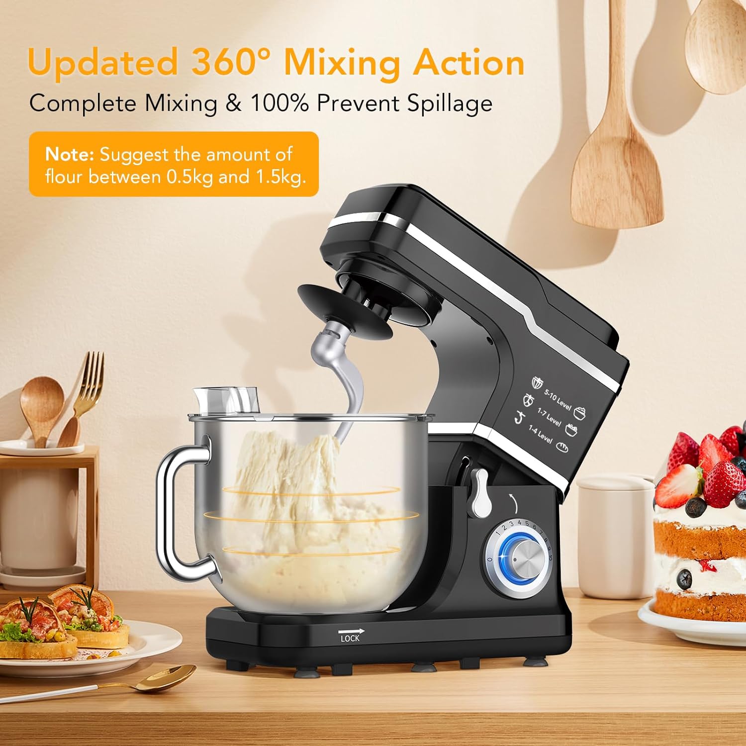 Garvee 7.5 QT Professional Electric Stand Mixer - 660W 10-Speed Kitche