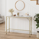 Garvee Narrow Console Table, Golden White Sofa Table with Outlets, Behind Couch Table for Living Room, Hallway Table for Entryway, Gold & White - Gold & White