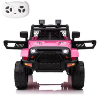 Electric Car for Kids with Remote Control, 12V Ride on Toys for 3+ Year Old, 3 Speeds Truck to Drive, Music MP3, Spring Suspension, Safety Belt, LED Lights, Double Open Doors