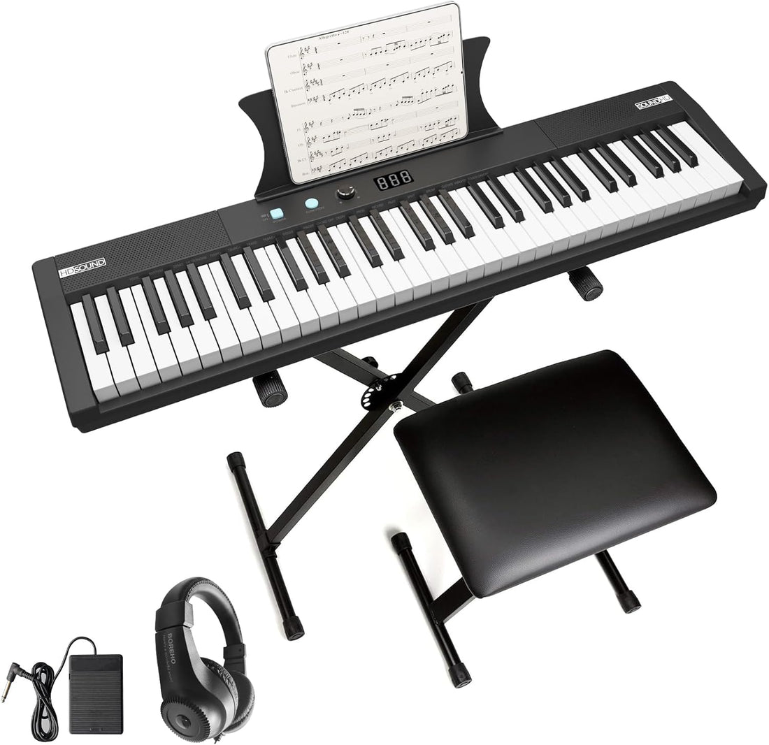 Garvee 61 Key Keyboard Piano + Electric Semi-Weighted Keys + Built-In Speakers + Power Supply + Pedal + Portable + Suitable for Beginners/Professionals + Perfect for Birthday or Christmas