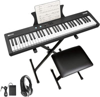 Garvee 61 Key Keyboard Piano + Electric Semi-Weighted Keys + Built-In Speakers + Power Supply + Pedal + Portable + Suitable for Beginners/Professionals + Perfect for Birthday or Christmas