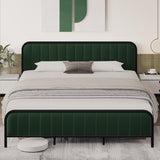 Garvee King Size Bed Frame, Gold Metal Frame with Headboard and Footboard, Under Bed Storage Space and, Heavy Duty, Noise Free Design, No Box Spring Needed - Green