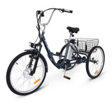 Garvee Electric Tricycle for Adults, 7 Speeds Folding Electric Trike, 26 Inch 3 Wheel Motorized Bicycle w/ 36V 10Ah Removable Battery, E Trikes with Large Basket, 330 Loading Capacity, 250W Motor, Gray - Gray