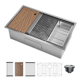 Garvee 32x19x10 Inch Undermount Stainless Steel Kitchen Sink, Single Bowl, Deep Basin, Silver