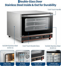 Garvee Commercial Convection Oven Countertop, 46L/42Qt, 1800W Toaster, 3-Tier Electric Oven w/Front Glass Door, Trays Wire Racks Clip Gloves, 120V