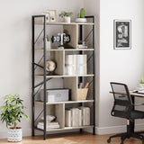 Garvee Industrial 5-Tier Bookshelf with Storage, 61" Tall, Open Display, MDF & Metal Frame, Adjustable Feet, Living Room, Bedroom, Office - grey