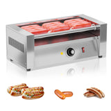Garvee Electric Hot Dog Roller machine, 5 Stainless Steel Hot Dog Rollers, Commercial Electric Hot Dog Roller Sausage Machine with Removable Stainless Steel Drip Tray