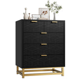 Garvee Black Dresser 5 Drawer with Metal Legs Modern Bedroom Living Room 15.7Dx23.6Wx31.1H Black