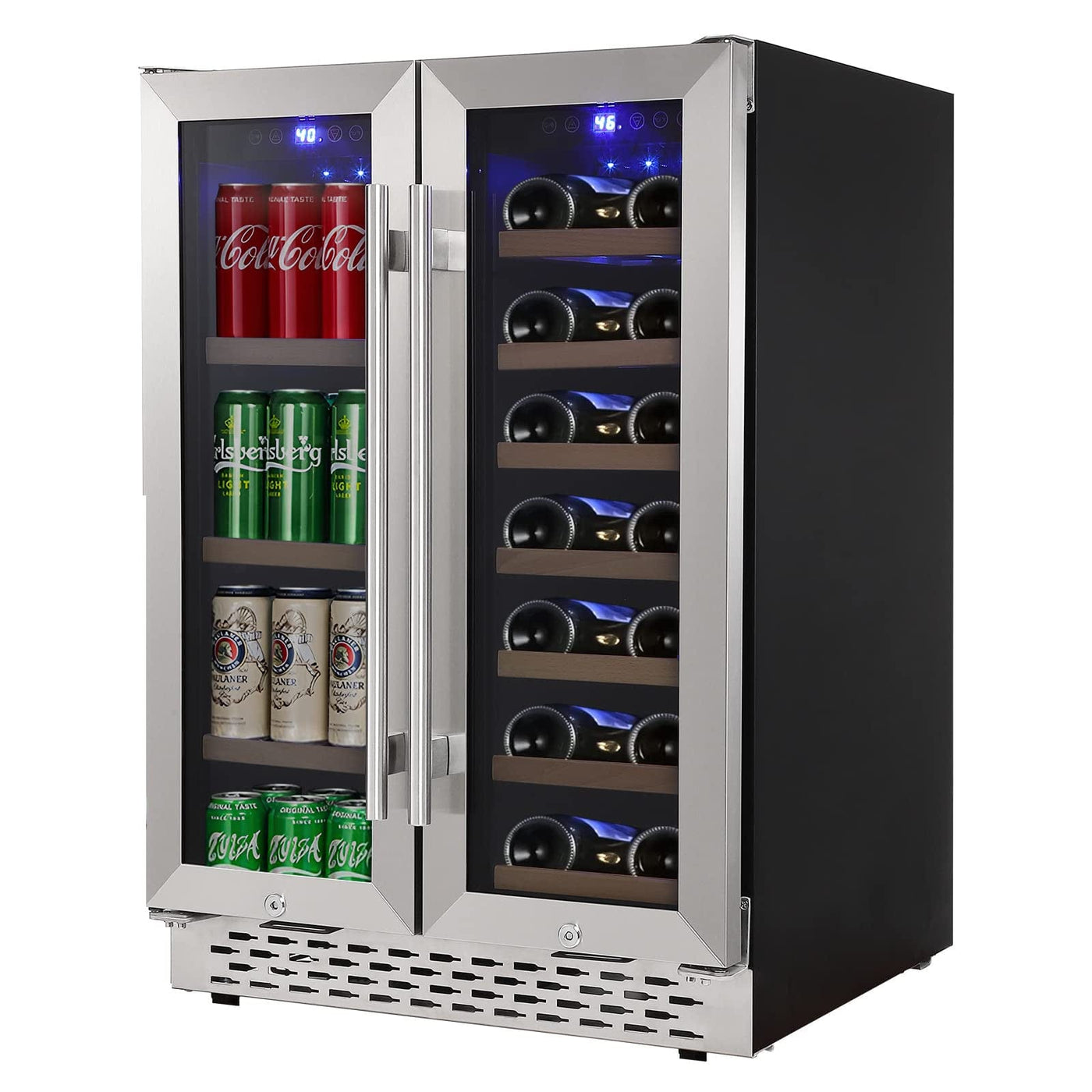 GARVEE 24 Inch Dual Zone Wine and Beverage Refrigerator Wine Cooler with 40 Bottles Wine Capacity