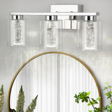 Garvee 3-Light Bathroom Light Fixtures, Chrome Bathroom Vanity Light - 3 Color Dimmable Vanity Lights with Crystal Bubble, Bathroom Lighting Fixtures over Mirror for Bathroom Bedroom Living Room - Chrome