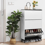 Garvee Shoe Cabinet, Shoe Storage Cabinet with 3 Flip Drawers, 47 in Tall Freestanding Shoes Organizer with Legs, Farmhouse Narrow Shoe Rack, Slim Shoe Cabinet for Entryway, Hallway, Closet