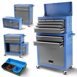 Garvee Tool Chest With Wheels 8-Drawer Rolling Tool Box Detachable Mechanic Cart For Garage 24.4x13x42.5 Blue&Gray
