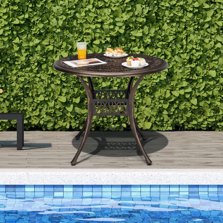 ceramic patio table with umbrella hole Kozyard 37" Square Outdoor Dining for 4, Table Hole, Steel Frame with Wood-Look Top, Heavy Duty Patio Table for Backyard, ceramic top that is resistant to scratching and easy to clean Vicllax Outdoor Outside Patio Dining