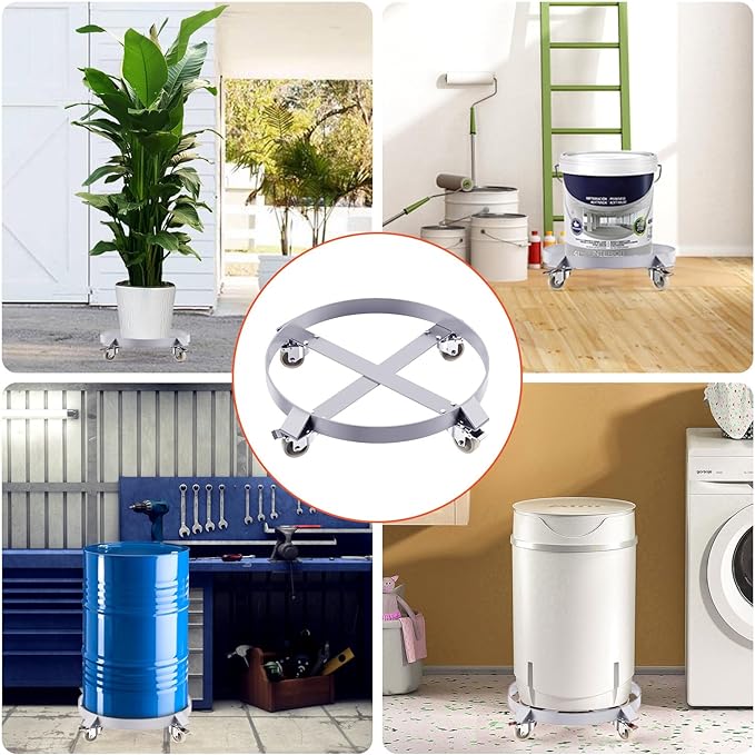 Garvee 55 Gallon Drum Dolly, 1000lbs Capacity w/ 4 Swivel Casters