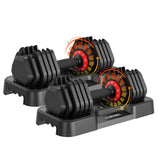 Garvee Adjustable Dumbbell Set 25LBS with Anti-Slip Handle and Tray for Home Gym Strength Training, Black - 25Lbs * 2Pcs