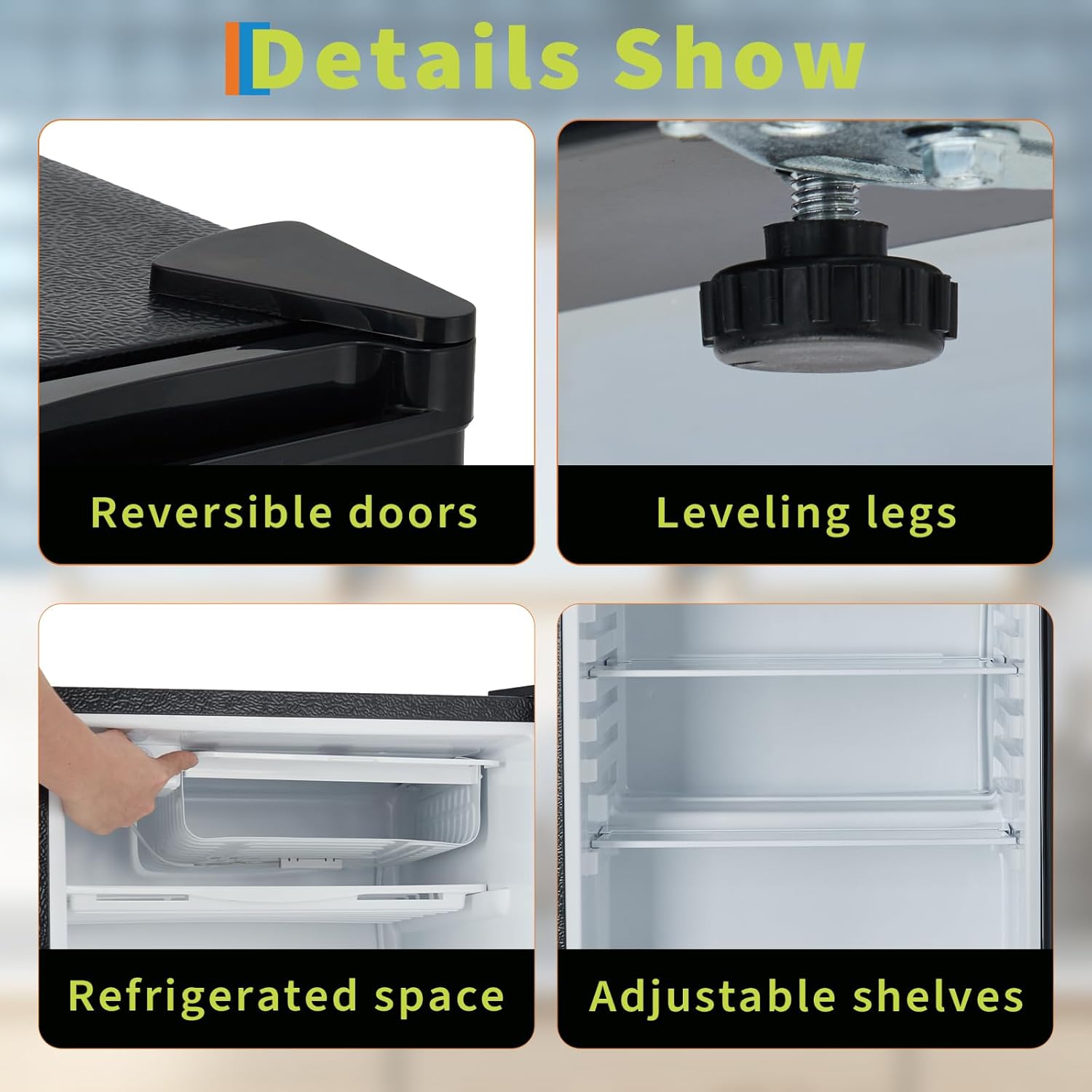 Garvee 4.5 Cu. Ft. Compact Refrigerator Single Door Mini Fridge Adjustable Shelves Dorm Office Kitchen Bedroom Bar Use Energy-Efficient Quiet Operation