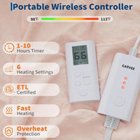 Garvee Heated Comforter Blanket Queen Size, Dual-zone Heating, Ruffle Electric Quilt with Wireless LCD Controller, Fast Heating & Overheat Protection, ETL Certified, Machine Washable, Pink, 90"x90"