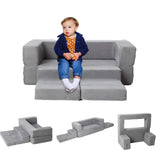 Garvee Modular Kids Couch for Toddler Playroom, Bedroom Imaginative Furniture, Kids Sofa for Playing, Sleeping, Toddler Girls and Boys, Grey - Grey