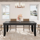 Garvee Farmhouse 71" Wood Rectangular Dining Table with L-Shaped Legs Suitable for 6-8 People for Dining Room, Black - Black
