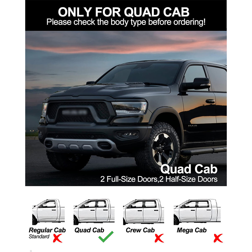 Garvee Running Boards for 2019-2022 RAM 1500 Quad Cab New Body Style - 6.5 Inch/Stainless Steel