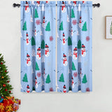 Garvee Kitchen Cafe Curtains, Christmas Snowman Pattern Short Bathroom Window Curtain, Xmas Tree and Snowflake Design Half Window Covering Tier Curtains, 27" x 45", Light Blue/Green/Red, Set of 2 - Light Blue/Green/Red