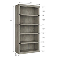 Garvee 5 Tier Bookcase, Farmhouse Book Shelf with Storage Open Display Bookshelves, 67.4" Tall Book Case Wooden 5 Shelf Bookcase Home Decor Furniture for Home Office, Living Room, Bed Room, Gray