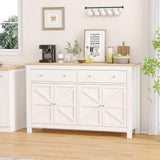 Garvee 55" Buffet Sideboard Cabinet + Ample Storage & Farmhouse Style + Wood + Sturdy Structure + Kitchen & Dining - White
