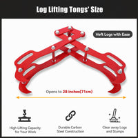 Log Lifting Tongs,4 Claw Timber Heavy Duty Solid Steel,Tractor Grapple,Wooden Tongs,Swivel Dragging Steel Tongs Log Lifting,Lumber Skidding Tongs Logging Grabber