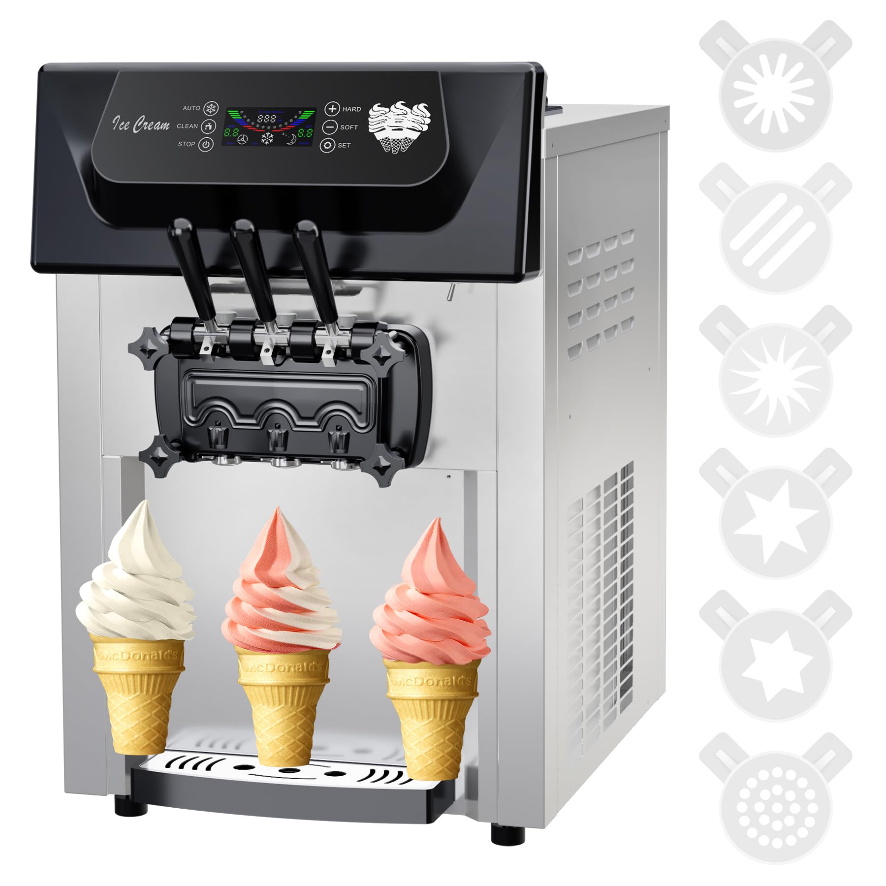 Garvee Ice Cream Machine 2200W 3 Flavor 7.4Gal/H for Restaurants