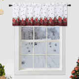 Garvee Christmas Valance for Windows, Red Canvas Short Curtains for Windows, Floral Decorative Cafe Curtains, Thermal Insulated Room Darkening Half Window Curtains 54" W x 15" L, Red - Red Plaid Valance