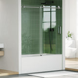Garvee Glass Shower Door Sliding Stainless Steel Rail 8mm Tempered Glass 60x59 Inch Brushed Finish