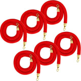 Garvee 6 Pack Stanchion Ropes with Hook 5 Ft Crowd Control Barrier Safety Rope for Red Carpet Red - Red