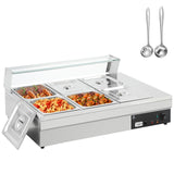 Garvee NSF Certified Commercial Buffet Food Warmer 1500W - Triple 12QT Stainless Steel Pans, Auto Safety Shutoff & Tempered Glass (86-185°F Adjustable)
