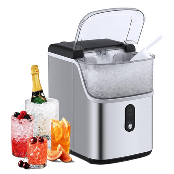 GARVEE commercial nugget ice maker fast 36 lbs/day for home bar silver stainless steel