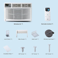 Garvee 8000 BTU Window Air Conditioner U-Shaped With RC, High-Efficiency Cooling Small Window Air Conditioner with Remote Control and Washable Filter, Quiet Operation, Cooling Up to 250 Sq Ft, 115V/60Hz